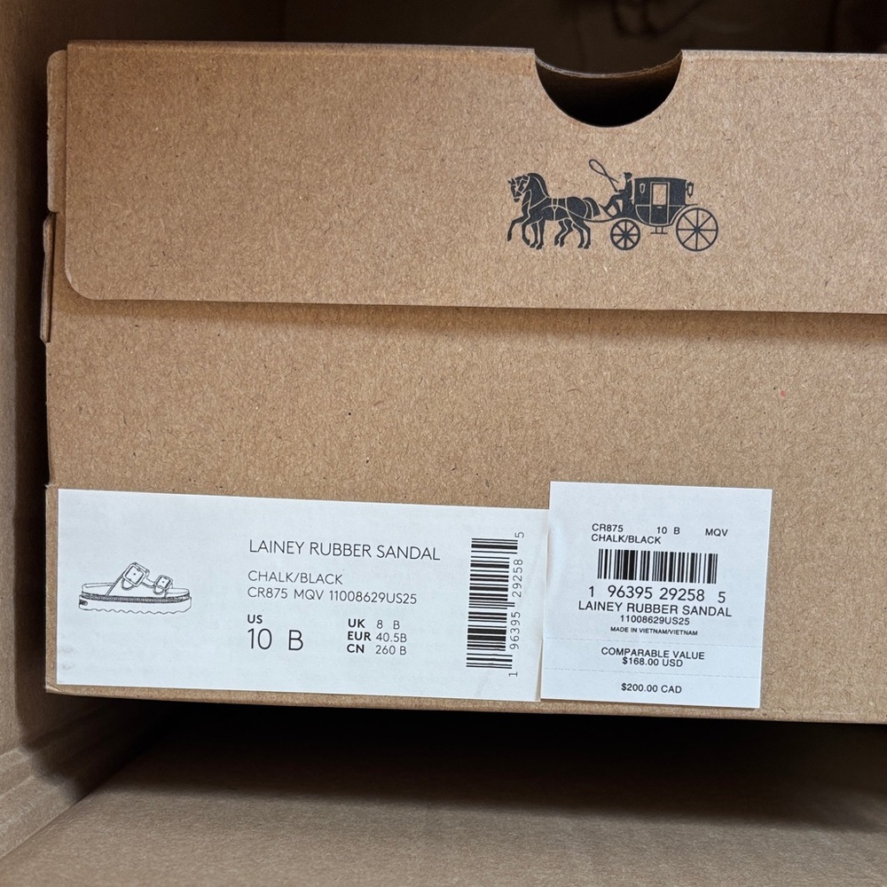 Coach Women's Black and White Buckle Sandals - Picture 9 of 9